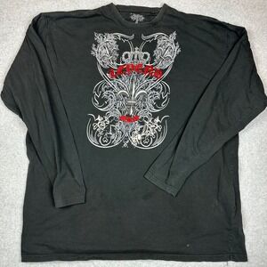Mecca Legend Graphic Long Sleeve Shirt Black Studded Fleur De Lis 4XLT